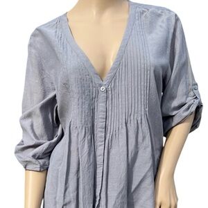 American Eagle Gray Pin-tucked Blouse SZ XL! EUC!